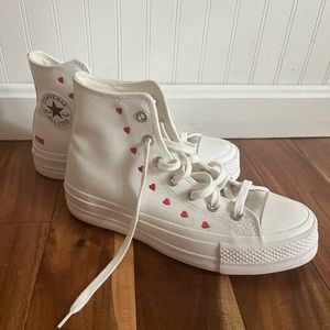 Limited edition white platform converse high tops